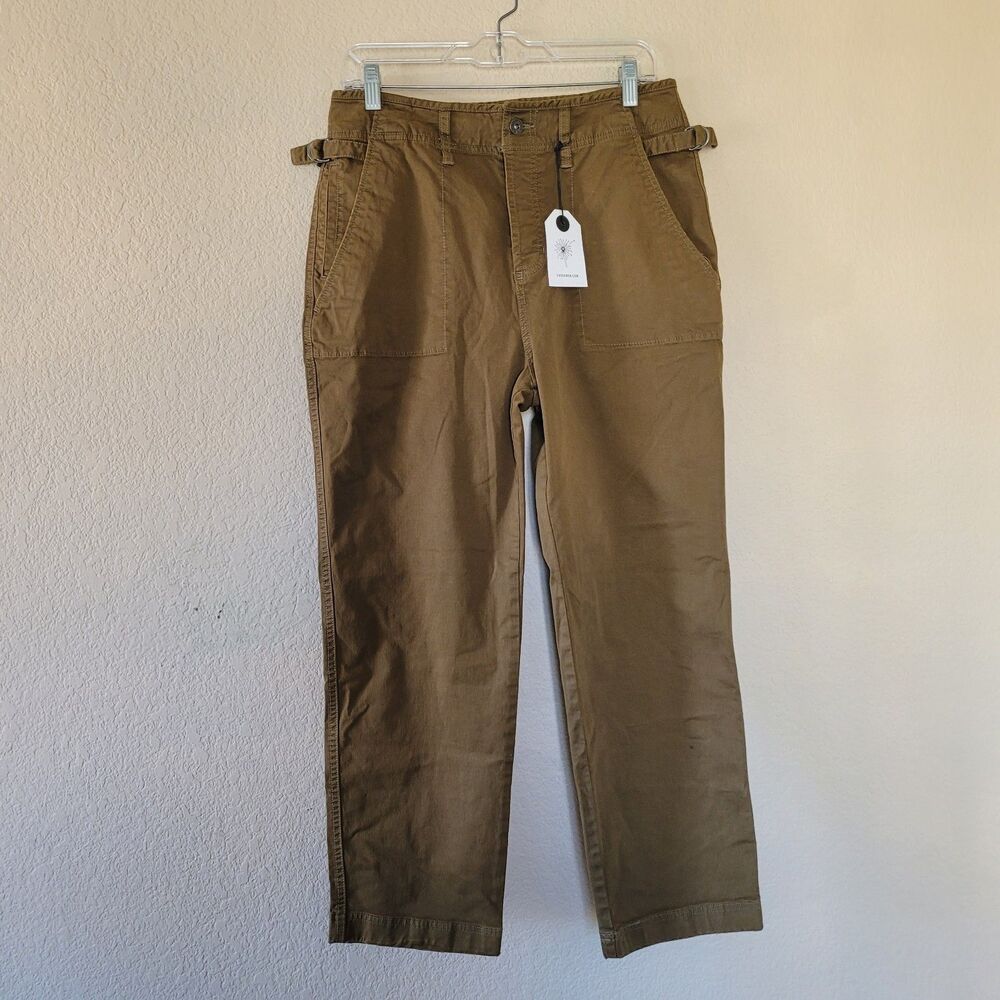 Rowan Jalen Utility Straight Trouser Pants Uniform Green Women 31 Military NWT